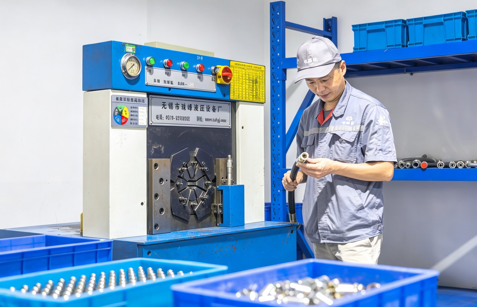 Hose crimping operation in the ZJD factory