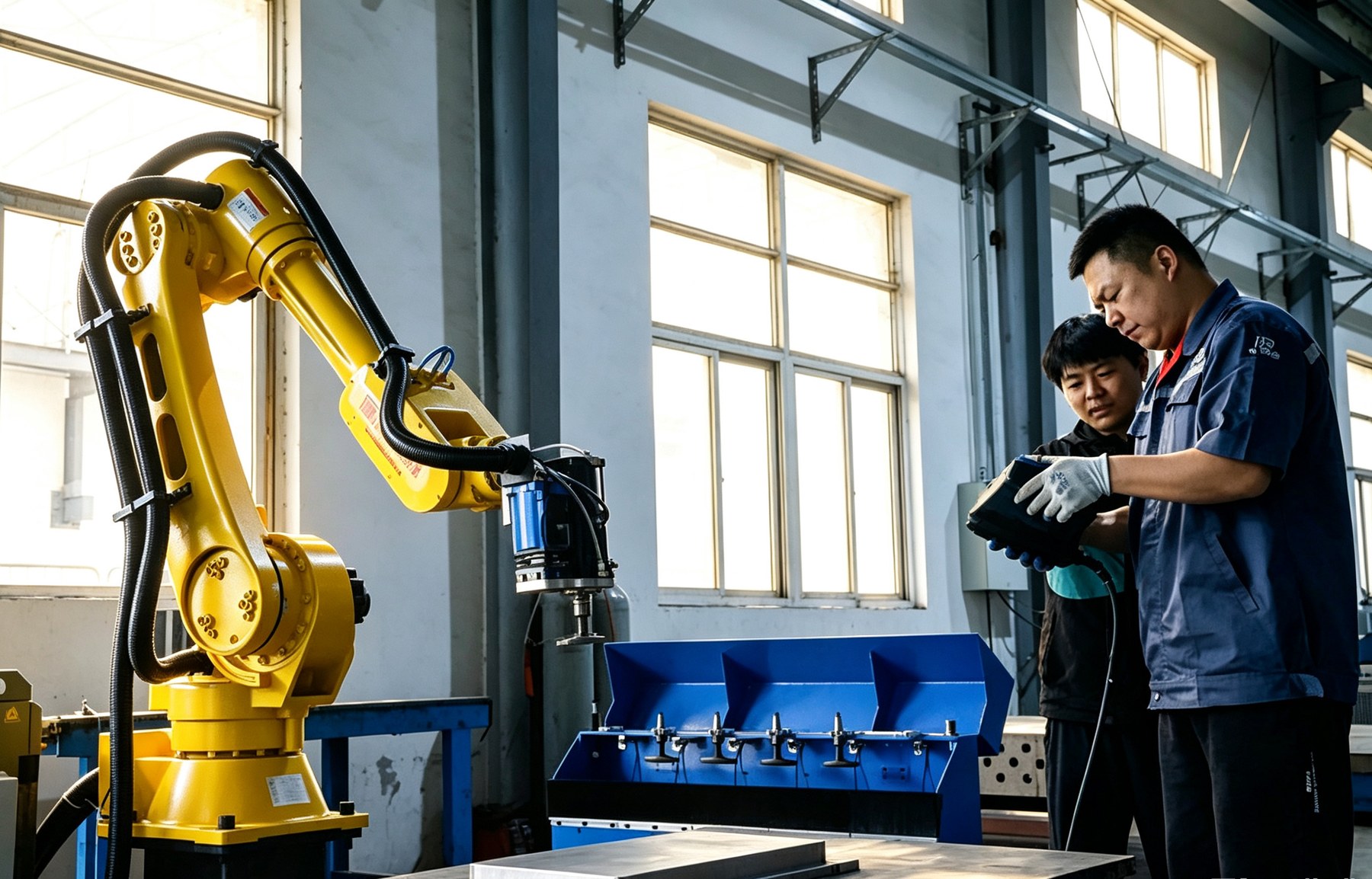 Robotic grinding equipment in the workshop