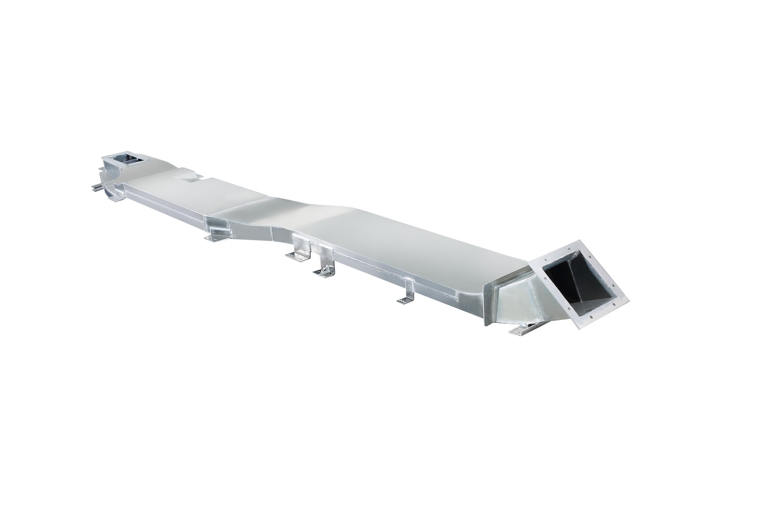 Fabricated metal air duct with flange and access features