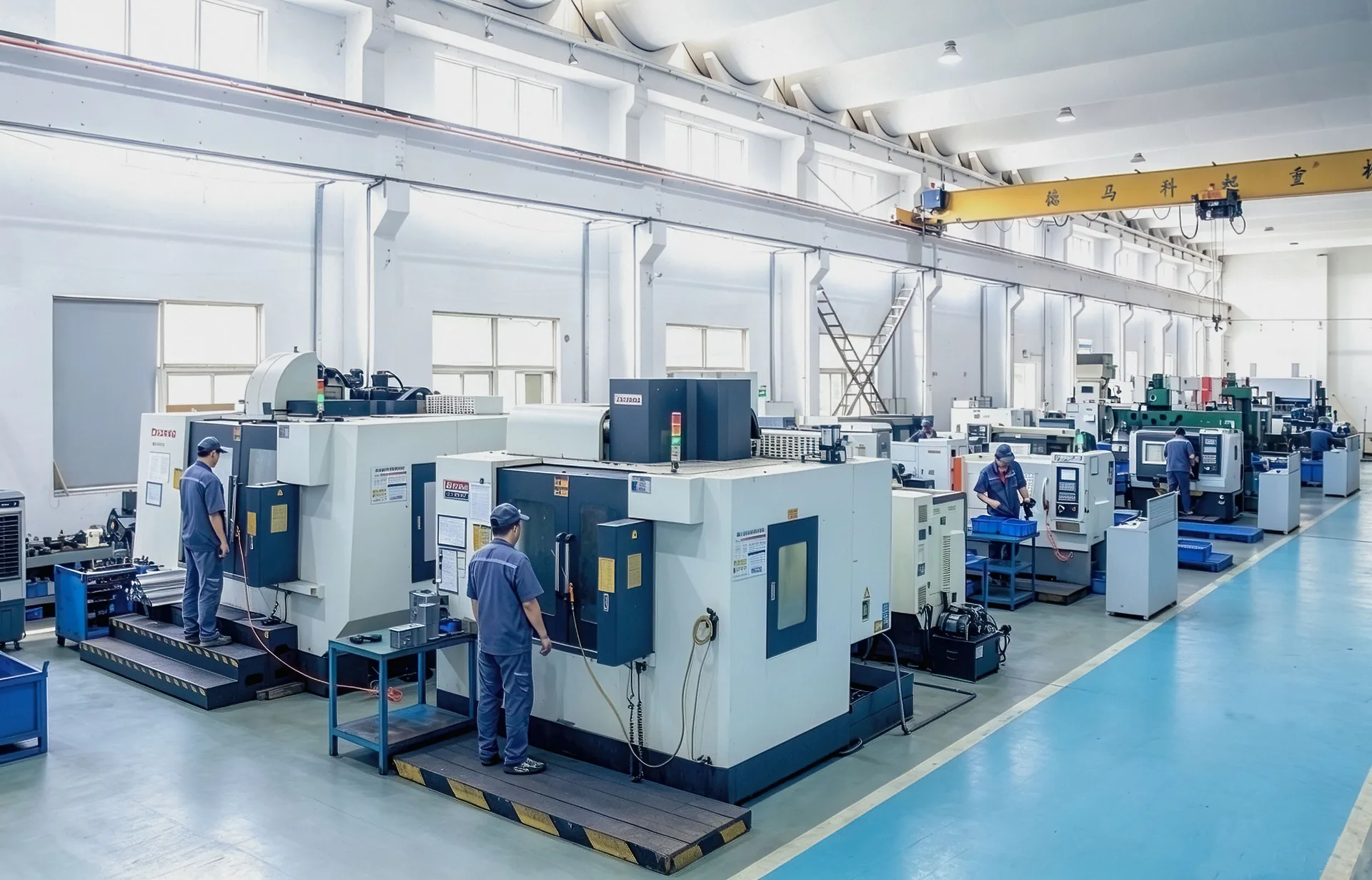 Operators working at machining centers in the ZJD workshop