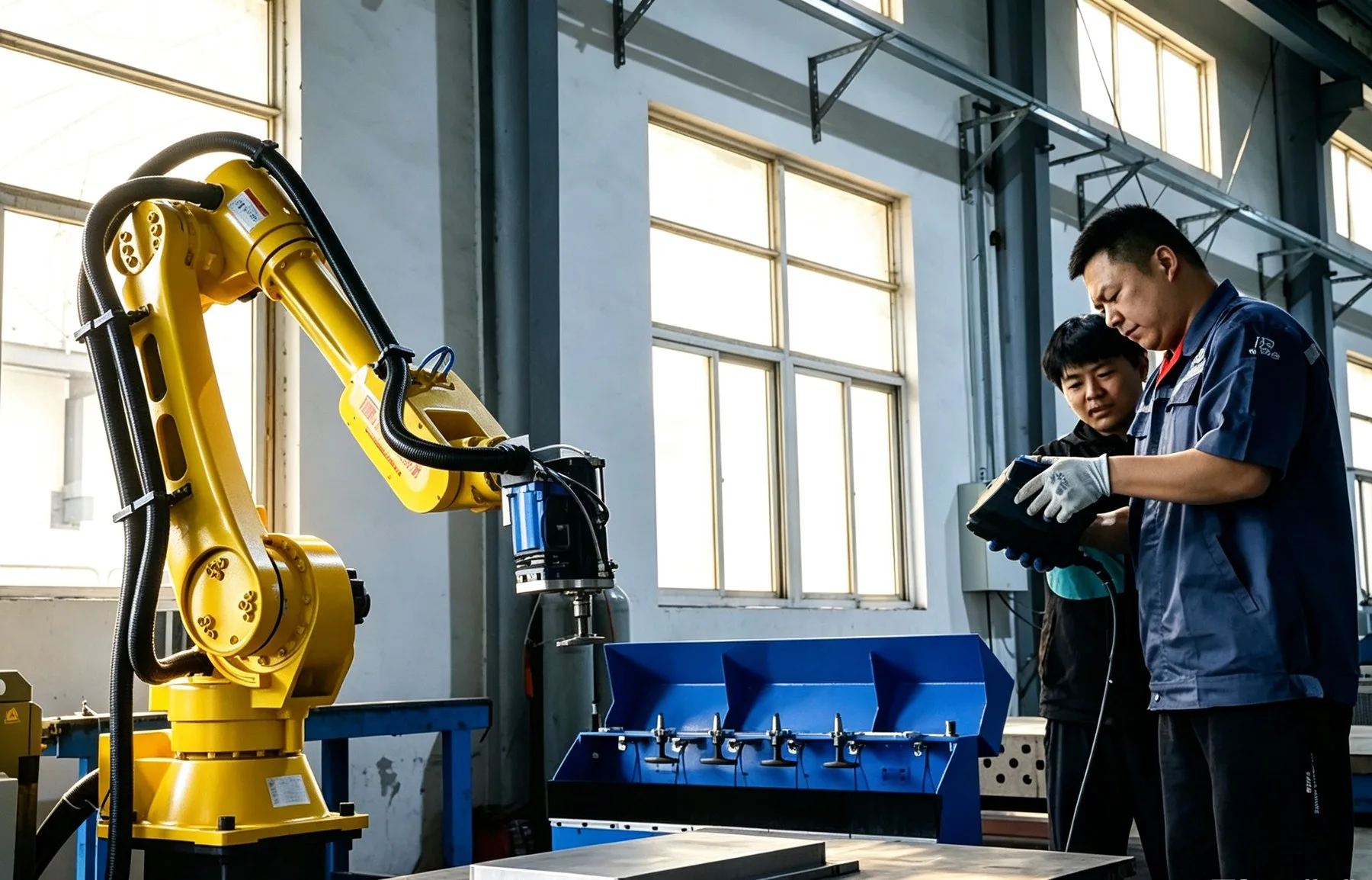 Robotic grinding equipment in the workshop