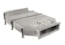Large fabricated metal air duct with rectangular flange and mounting features